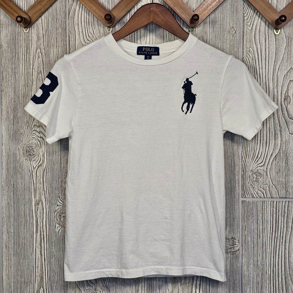 Polo Ralph Lauren Boys White Big Pony Short Sleeve T-Shirt Size S 8